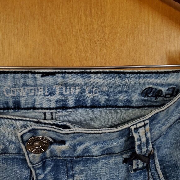 Cowgirl Tuff Rip It Bootcut Jeans Tuff Flex Womens 36 Long Med Wash Stretchy NWT - Picture 3 of 6